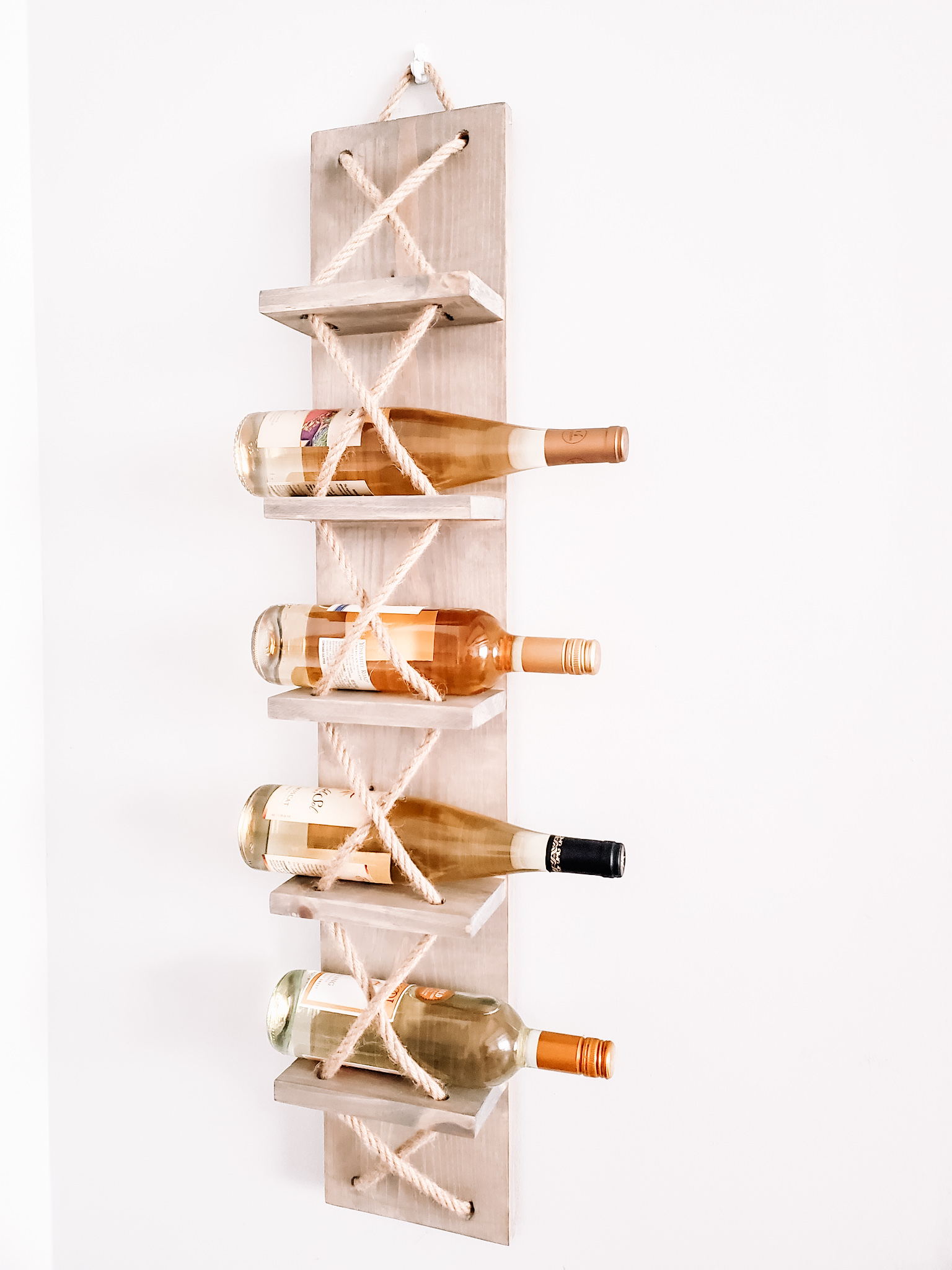 Coastal Wooden Wine Rack with Rope